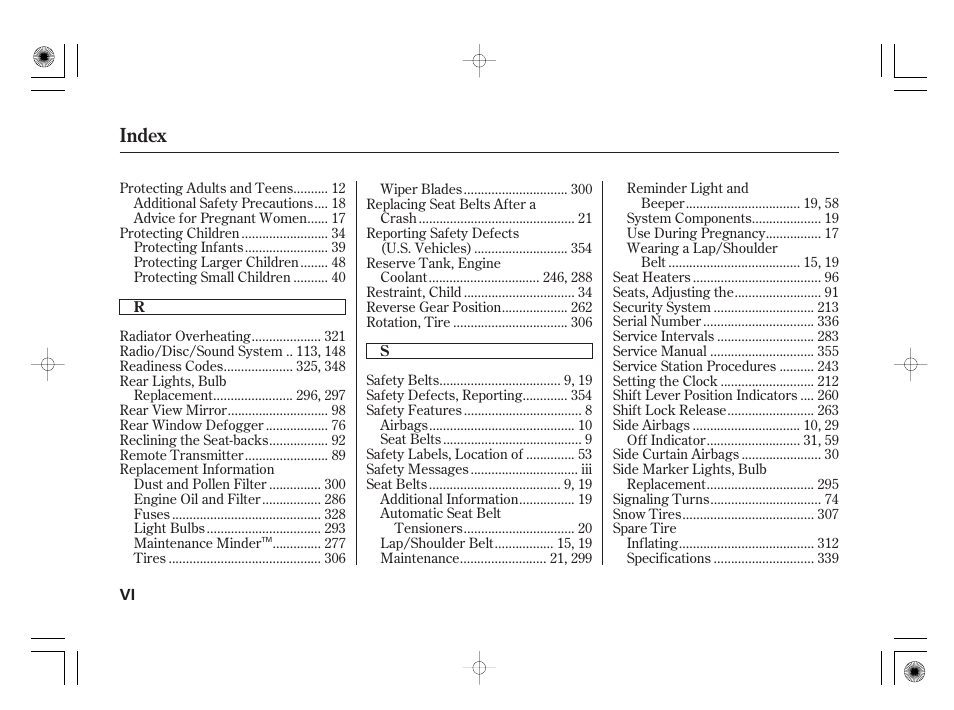 Index | HONDA 2011 Civic Hybrid User Manual | Page 368 / 374