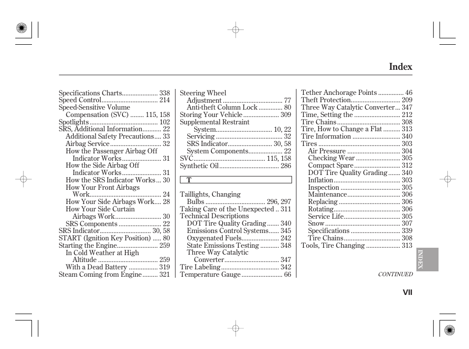 Index | HONDA 2011 Civic Hybrid User Manual | Page 369 / 374