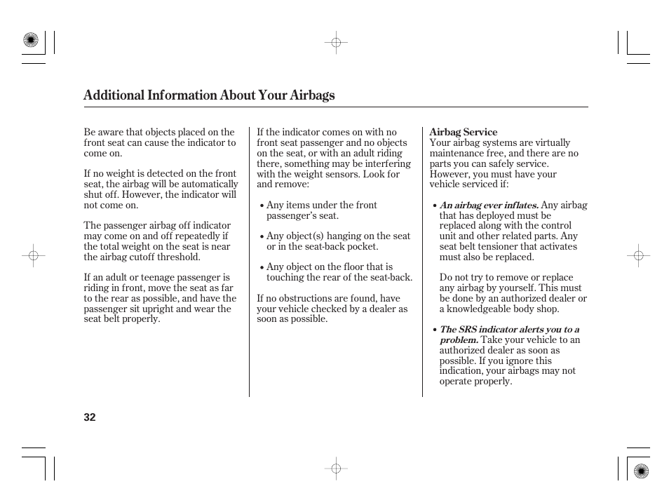 Additional information about your airbags | HONDA 2011 Civic Hybrid User Manual | Page 38 / 374