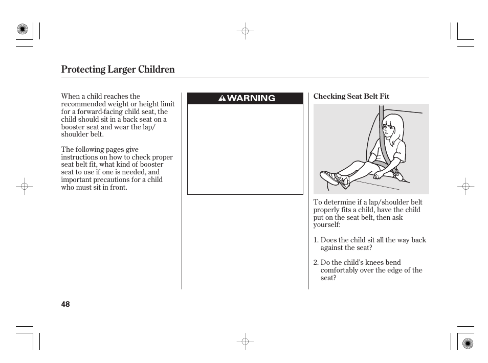 Protecting larger children | HONDA 2011 Civic Hybrid User Manual | Page 54 / 374