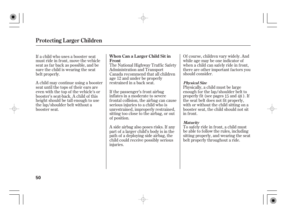 Protecting larger children | HONDA 2011 Civic Hybrid User Manual | Page 56 / 374