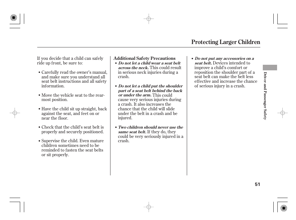 Protecting larger children | HONDA 2011 Civic Hybrid User Manual | Page 57 / 374