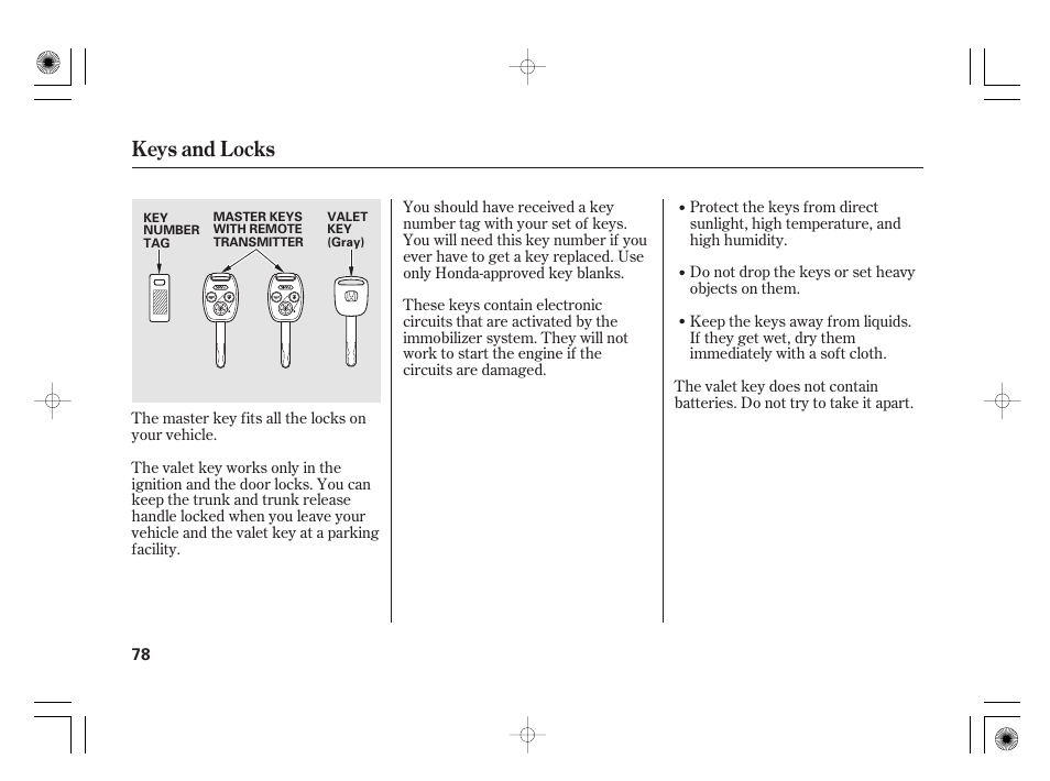 Keys and locks | HONDA 2011 Civic Hybrid User Manual | Page 84 / 374