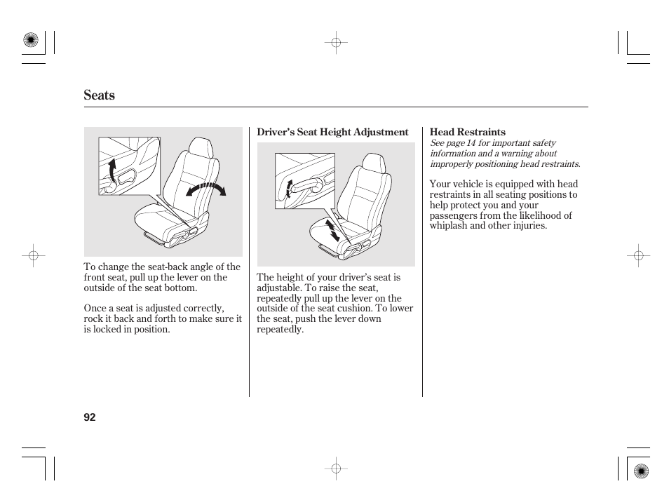 Seats | HONDA 2011 Civic Hybrid User Manual | Page 98 / 374