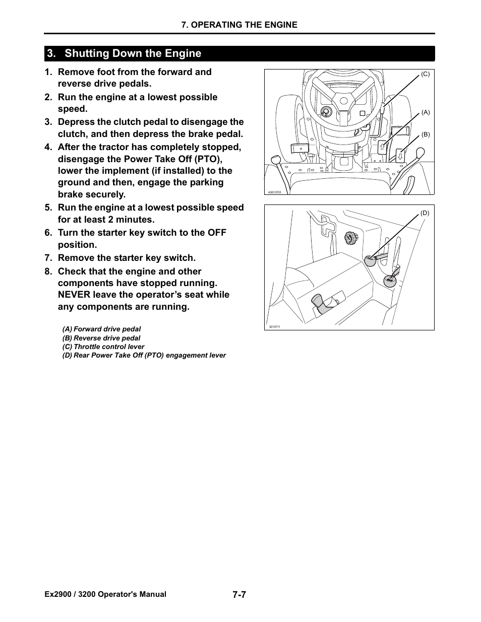 Shutting down the engine, Shutting down the engine -7 | Cub Cadet EX3200 User Manual | Page 40 / 134