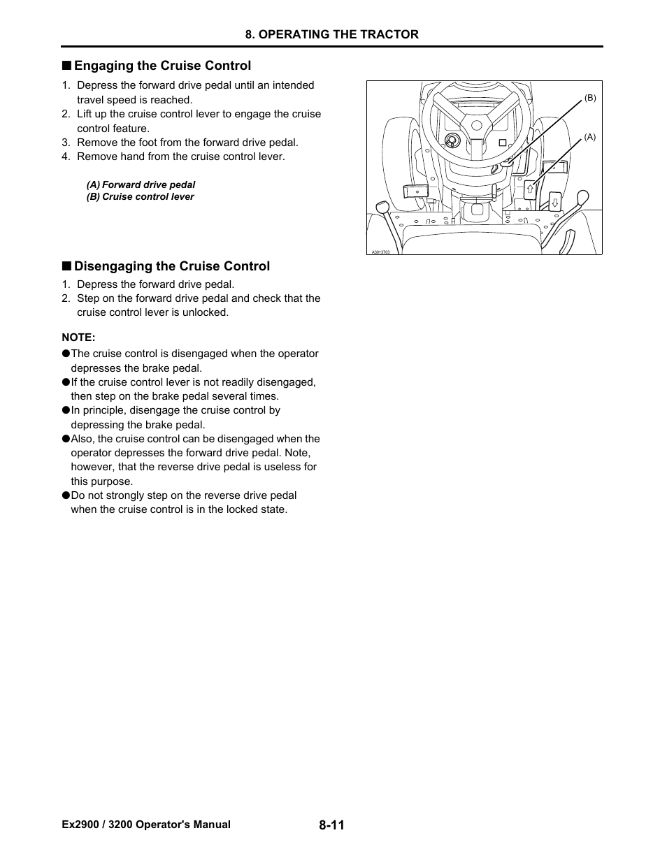 Engaging the cruise control, Disengaging the cruise control, Engaging the cruise control -11 | Disengaging the cruise control -11 | Cub Cadet EX3200 User Manual | Page 52 / 134