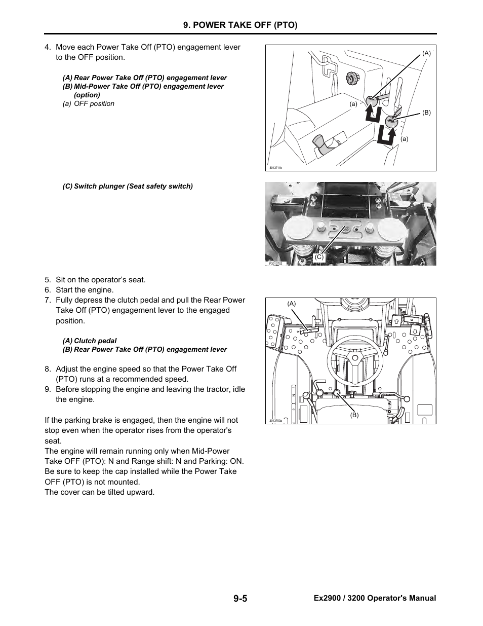 Power take off (pto) | Cub Cadet EX3200 User Manual | Page 65 / 134