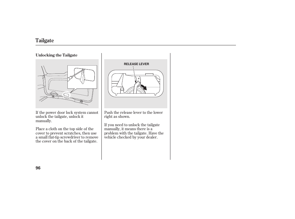 Tailgate | HONDA 2010 CR-V User Manual | Page 102 / 446