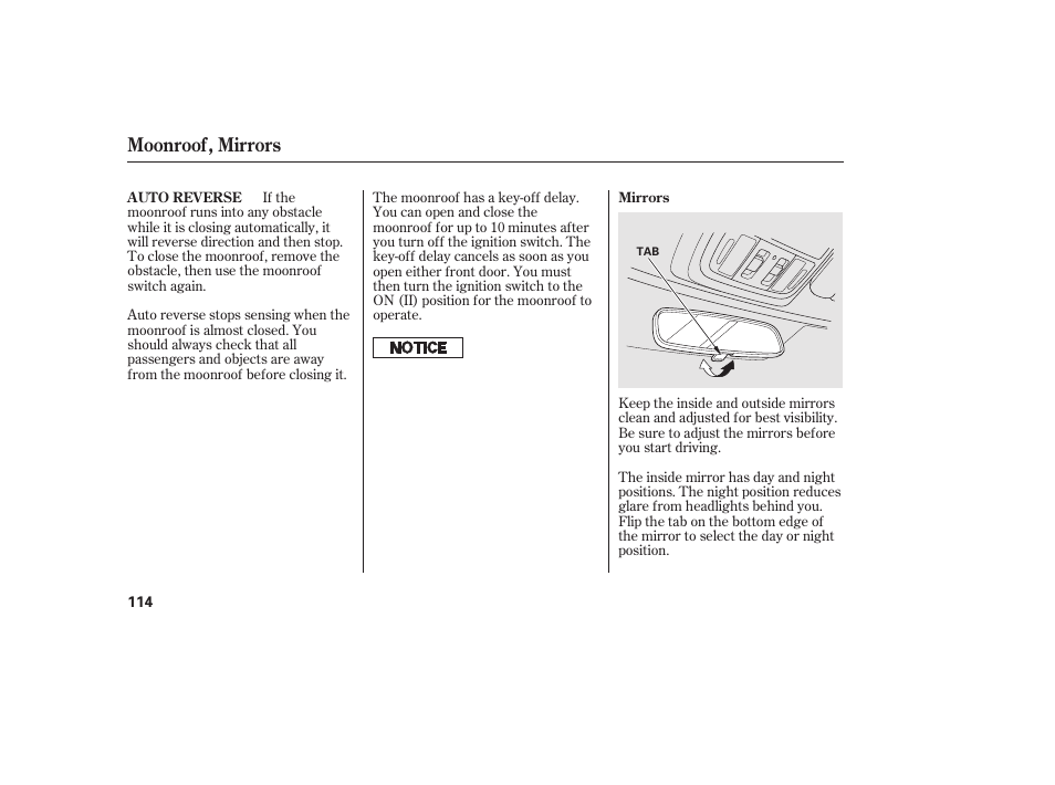 Moonroof, mirrors | HONDA 2010 CR-V User Manual | Page 120 / 446