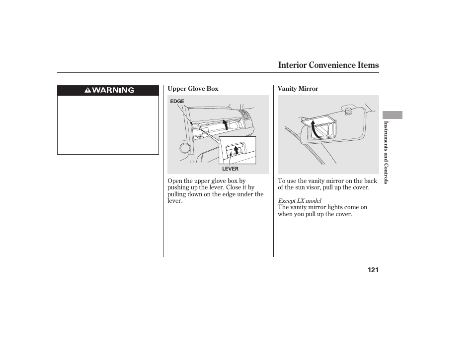 Interior convenience items | HONDA 2010 CR-V User Manual | Page 127 / 446