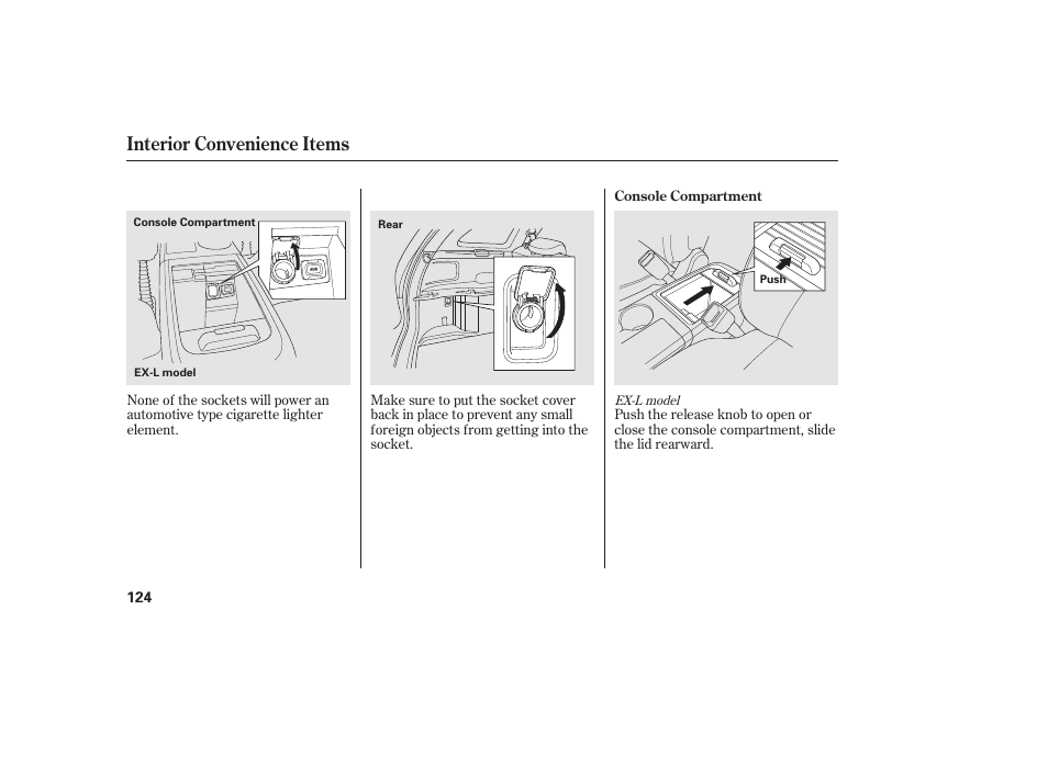 Interior convenience items | HONDA 2010 CR-V User Manual | Page 130 / 446