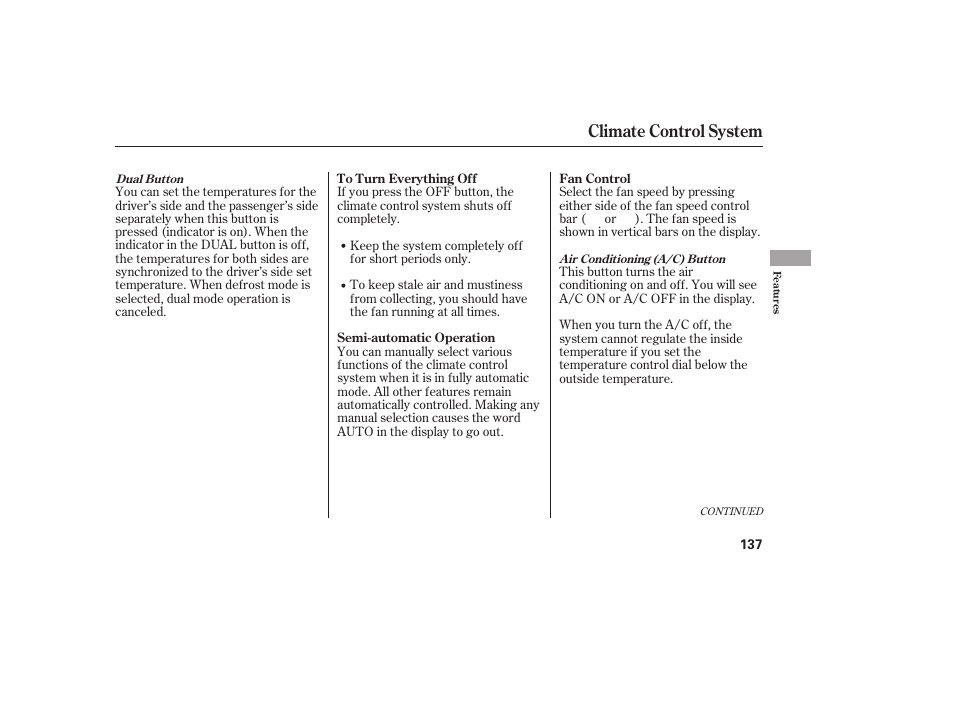 Climate control system | HONDA 2010 CR-V User Manual | Page 143 / 446