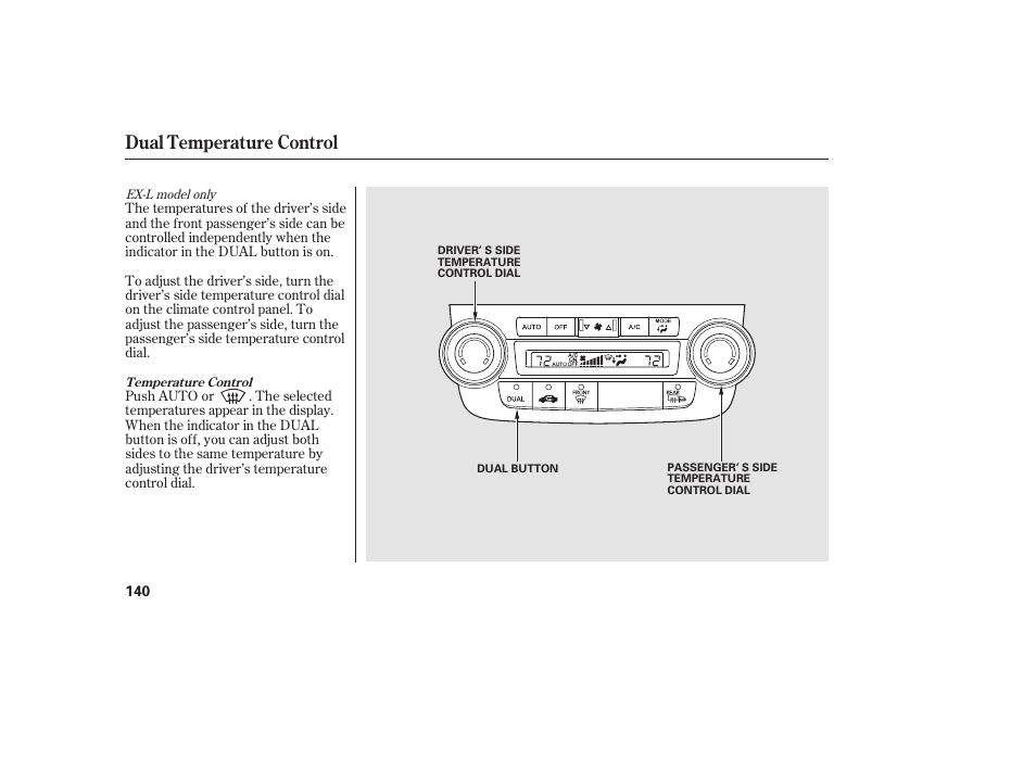Dual temperature control | HONDA 2010 CR-V User Manual | Page 146 / 446