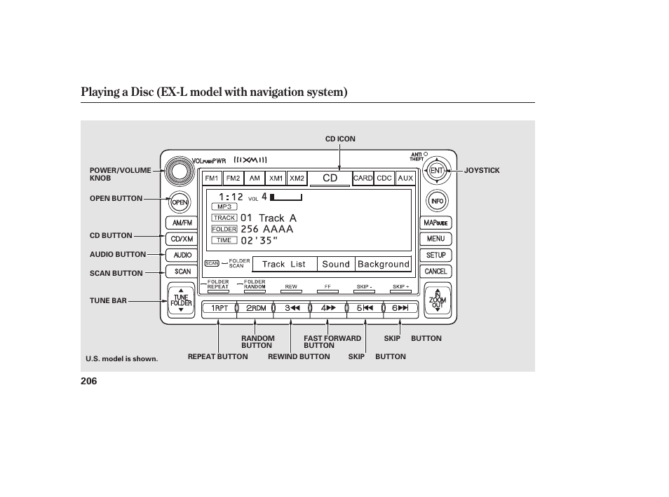 Playing a disc (ex-l model with navigation system) | HONDA 2010 CR-V User Manual | Page 212 / 446
