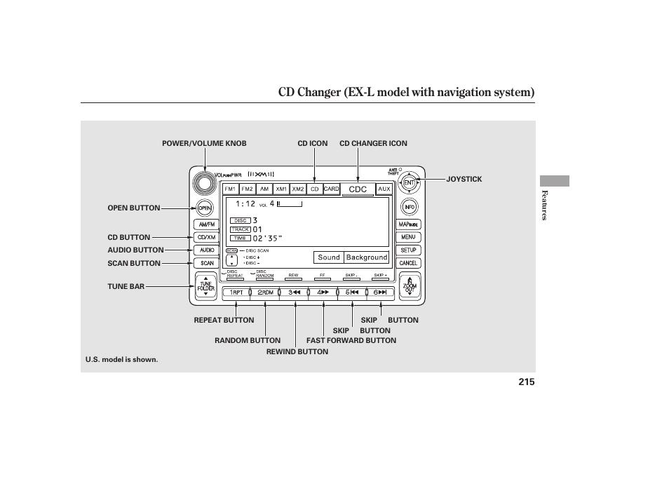 Cd changer (ex-l model with navigation system) | HONDA 2010 CR-V User Manual | Page 221 / 446