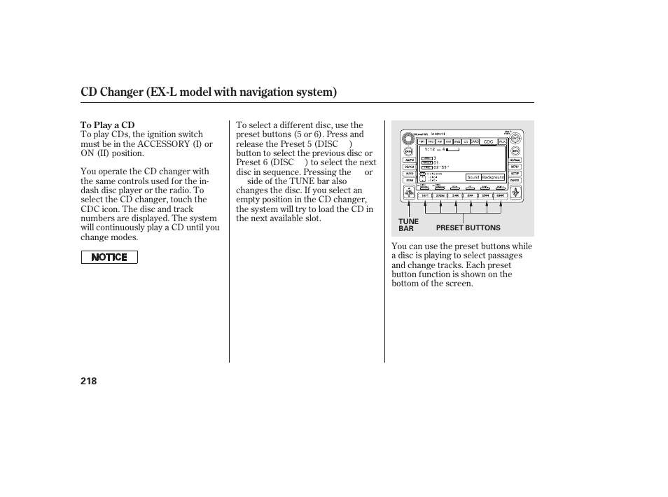 Cd changer (ex-l model with navigation system) | HONDA 2010 CR-V User Manual | Page 224 / 446