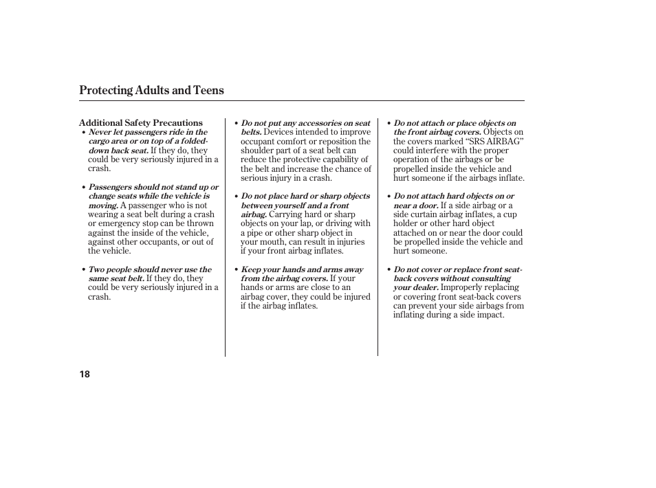 Protecting adults and teens | HONDA 2010 CR-V User Manual | Page 24 / 446