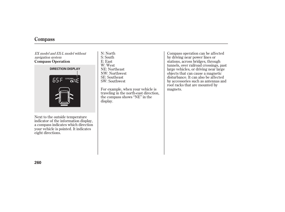 Compass | HONDA 2010 CR-V User Manual | Page 266 / 446