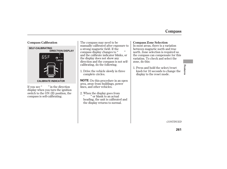 Compass | HONDA 2010 CR-V User Manual | Page 267 / 446