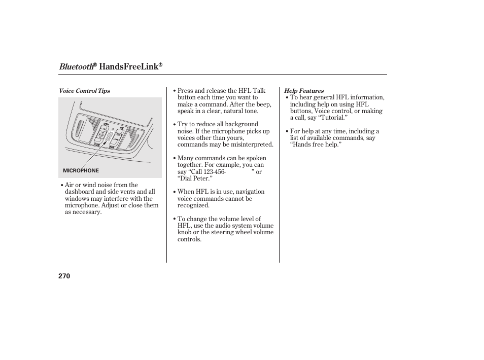 Handsfreelink, Bluetooth | HONDA 2010 CR-V User Manual | Page 276 / 446