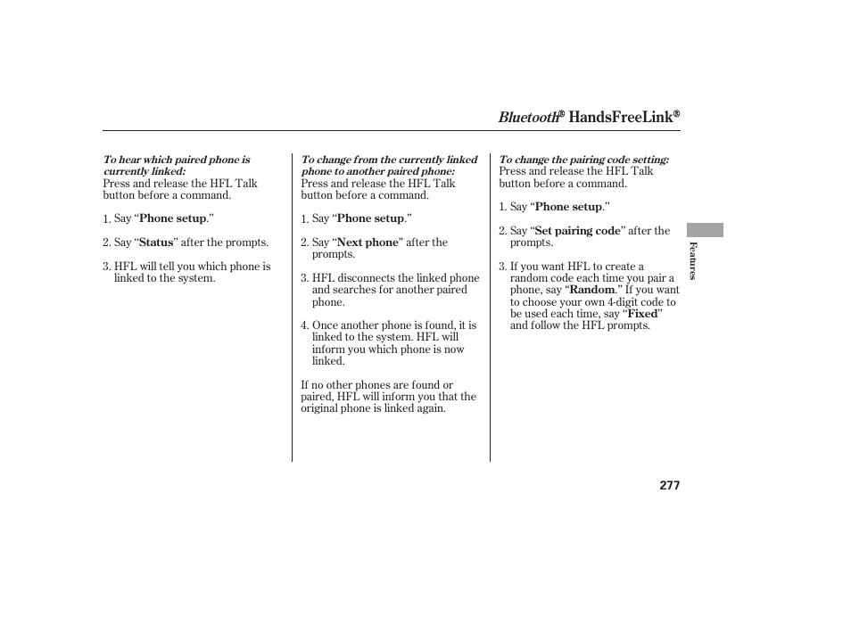 Handsfreelink, Bluetooth | HONDA 2010 CR-V User Manual | Page 283 / 446