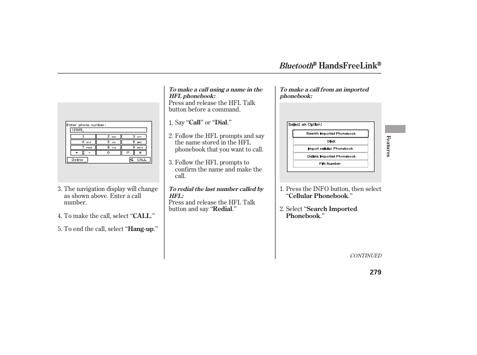 Handsfreelink, Bluetooth | HONDA 2010 CR-V User Manual | Page 285 / 446