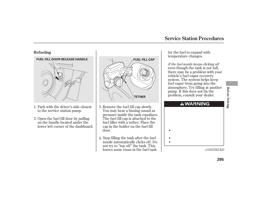 Service station procedures | HONDA 2010 CR-V User Manual | Page 301 / 446