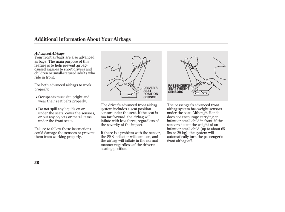 Additional information about your airbags | HONDA 2010 CR-V User Manual | Page 34 / 446