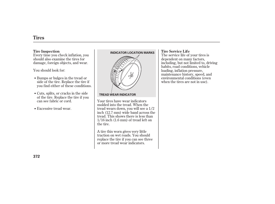 Tires | HONDA 2010 CR-V User Manual | Page 378 / 446