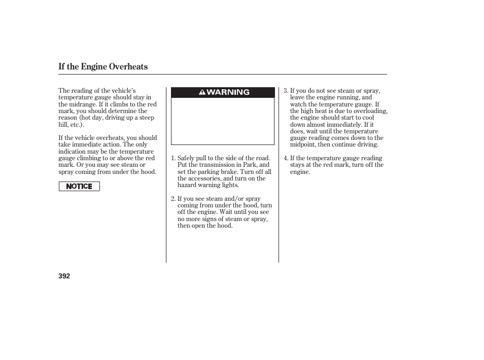 If the engine overheats | HONDA 2010 CR-V User Manual | Page 398 / 446