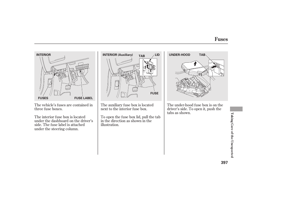 Fuses | HONDA 2010 CR-V User Manual | Page 403 / 446