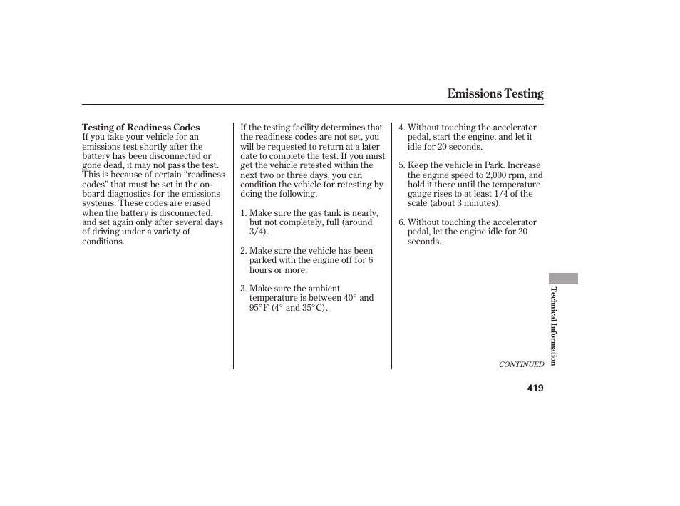 Emissions testing | HONDA 2010 CR-V User Manual | Page 425 / 446