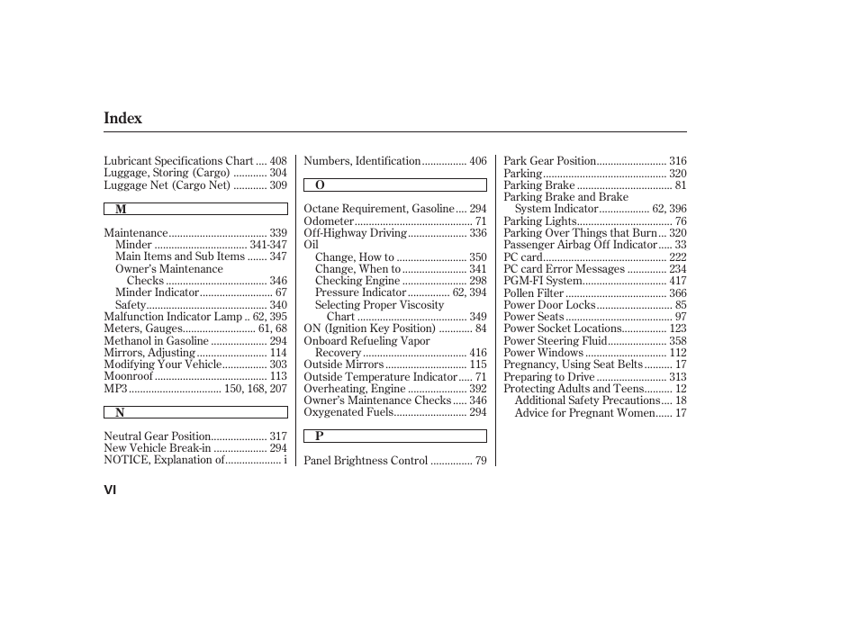Index | HONDA 2010 CR-V User Manual | Page 438 / 446