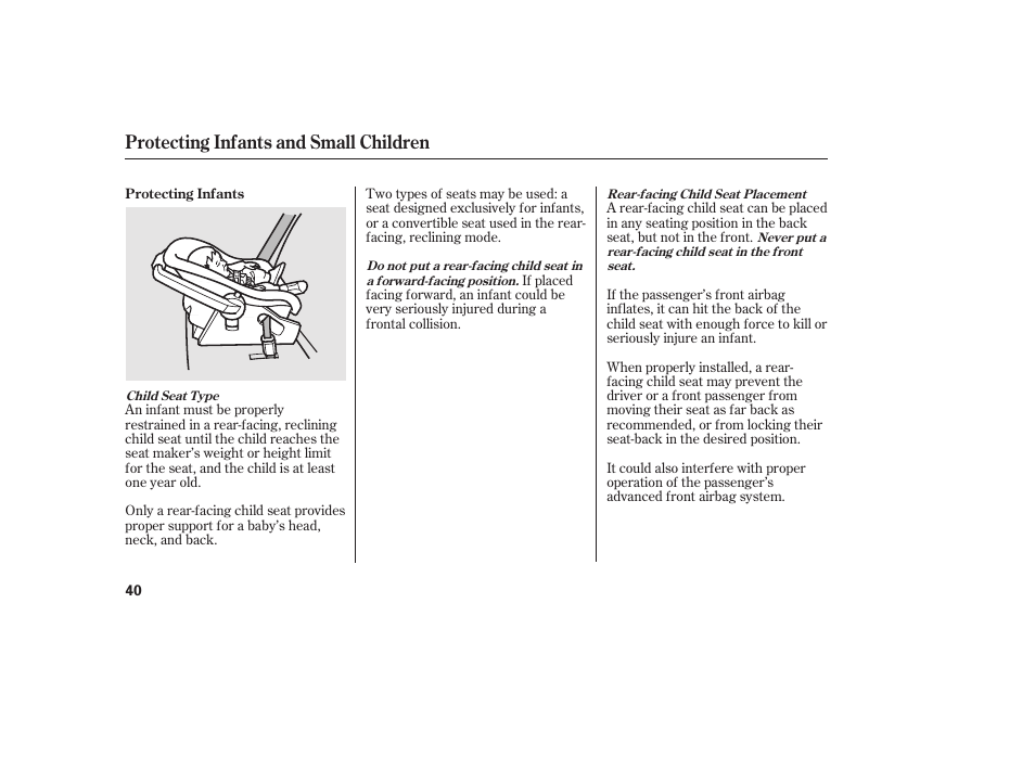 Protecting infants and small children | HONDA 2010 CR-V User Manual | Page 46 / 446