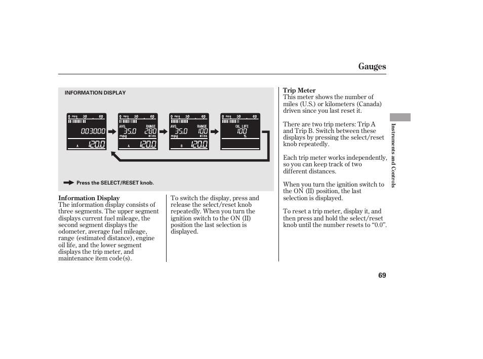 Gauges | HONDA 2010 CR-V User Manual | Page 75 / 446