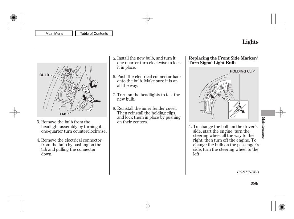 Lights | HONDA 2010 Civic Hybrid User Manual | Page 298 / 368