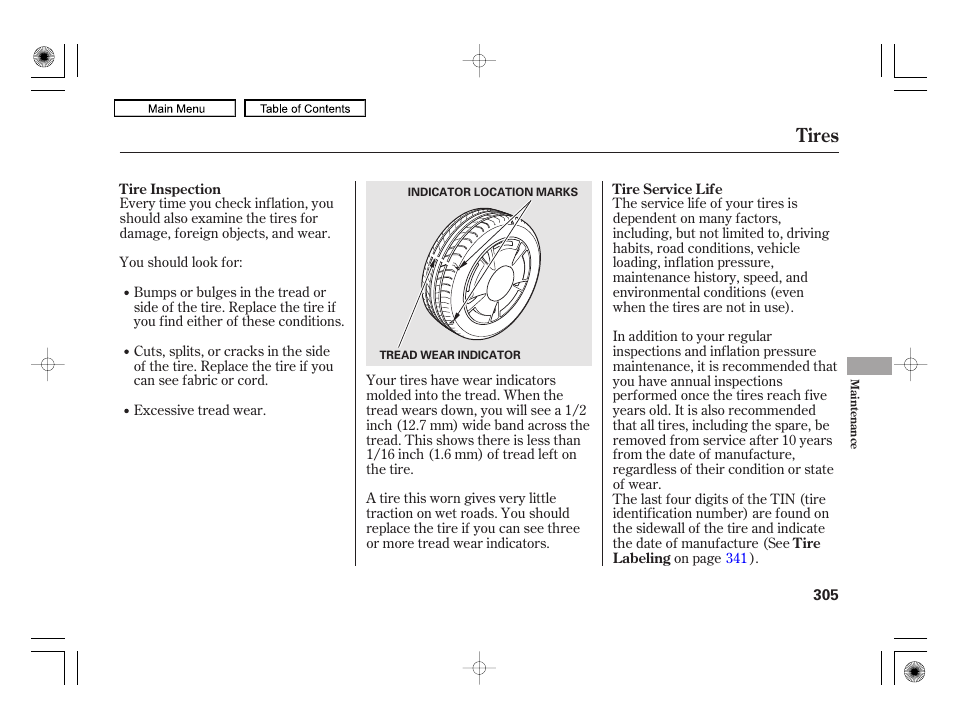 Tires | HONDA 2010 Civic Hybrid User Manual | Page 308 / 368