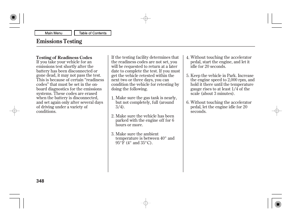 Emissions testing | HONDA 2010 Civic Hybrid User Manual | Page 351 / 368