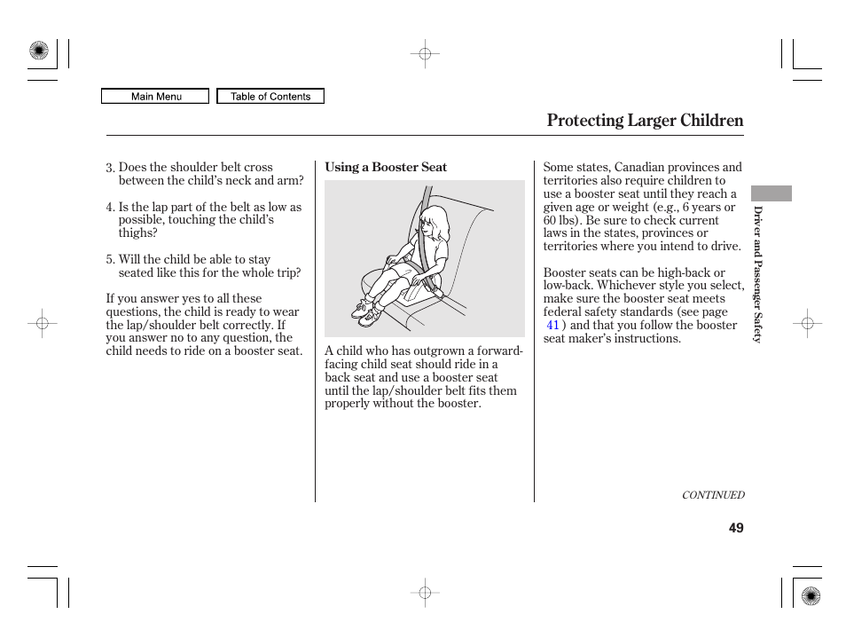 Protecting larger children | HONDA 2010 Civic Hybrid User Manual | Page 52 / 368