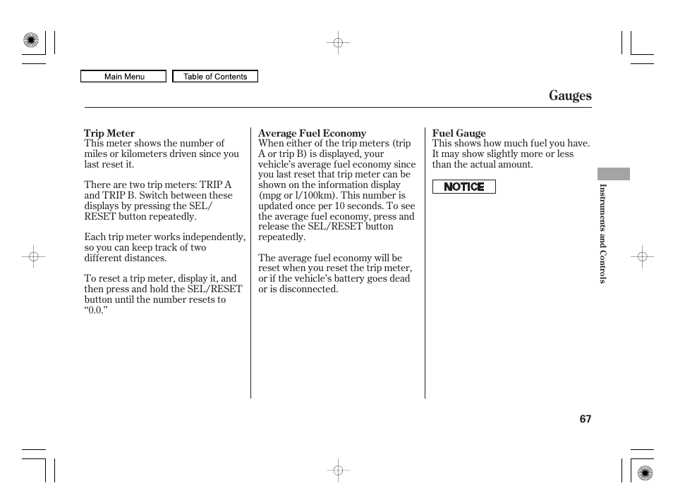 Gauges | HONDA 2010 Civic Hybrid User Manual | Page 70 / 368