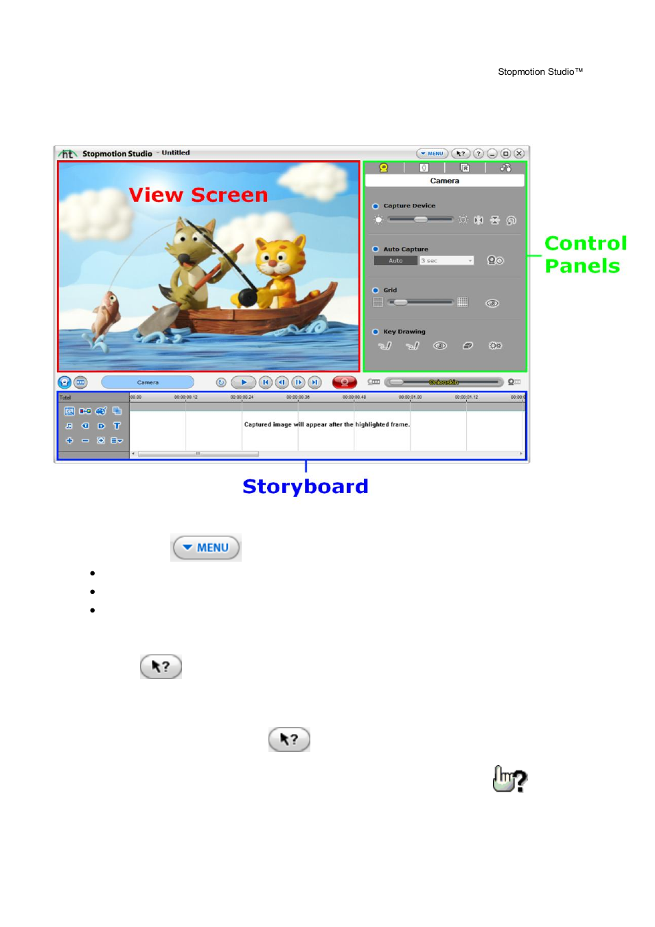Program interface, Menu button | Honestech Stopmotion Studio 4.0 User Manual | Page 13 / 46