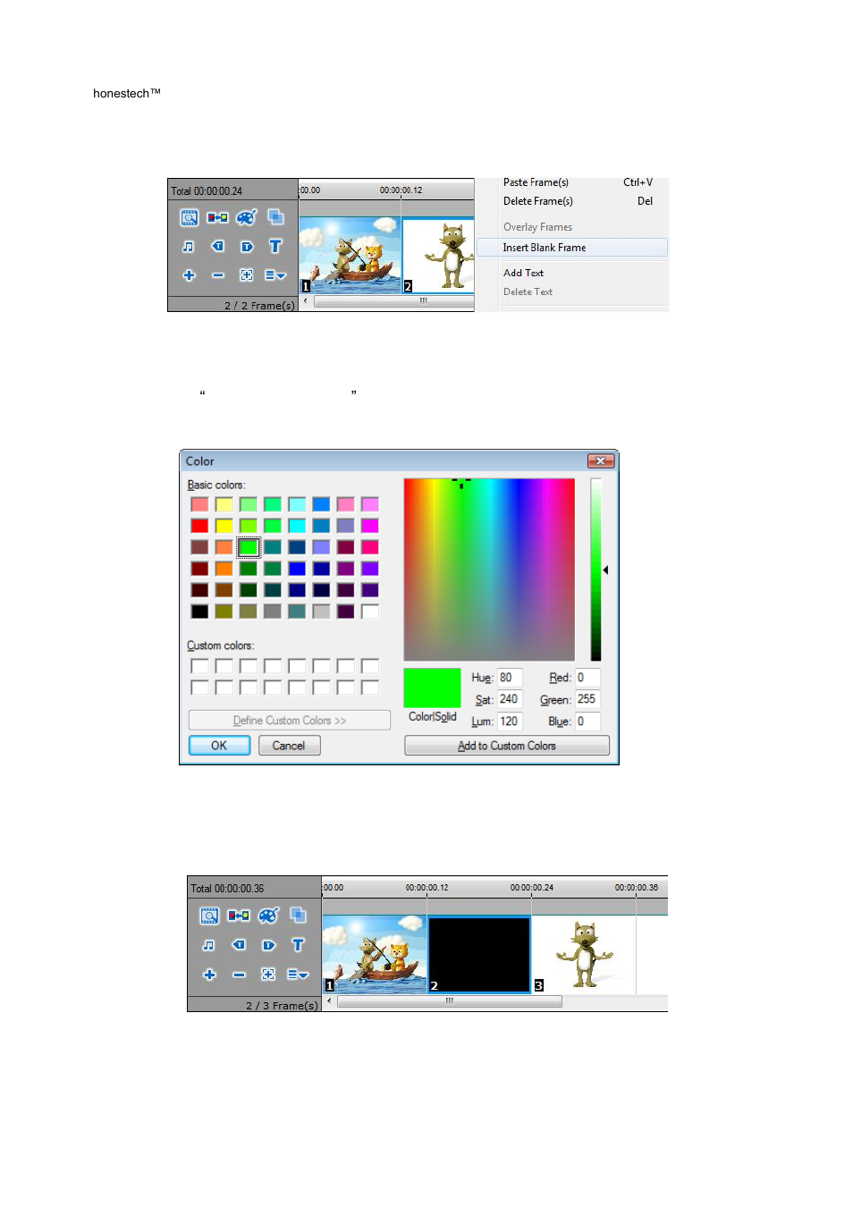 Insert blank frame | Honestech Stopmotion Studio 4.0 User Manual | Page 34 / 46