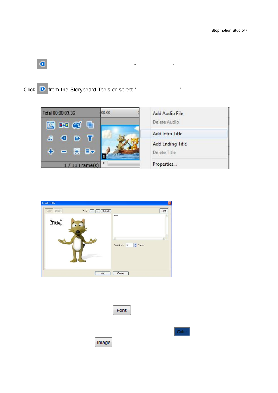Add intro/ending credits | Honestech Stopmotion Studio 4.0 User Manual | Page 35 / 46