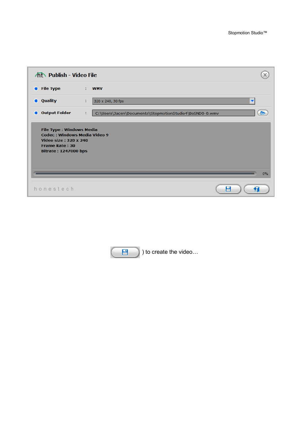 Wmv format settings | Honestech Stopmotion Studio 4.0 User Manual | Page 39 / 46