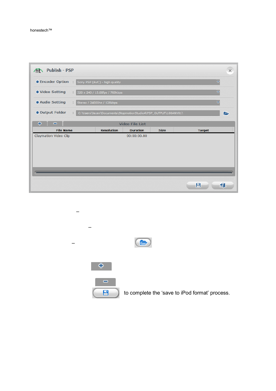 Psp settings | Honestech Stopmotion Studio 4.0 User Manual | Page 42 / 46