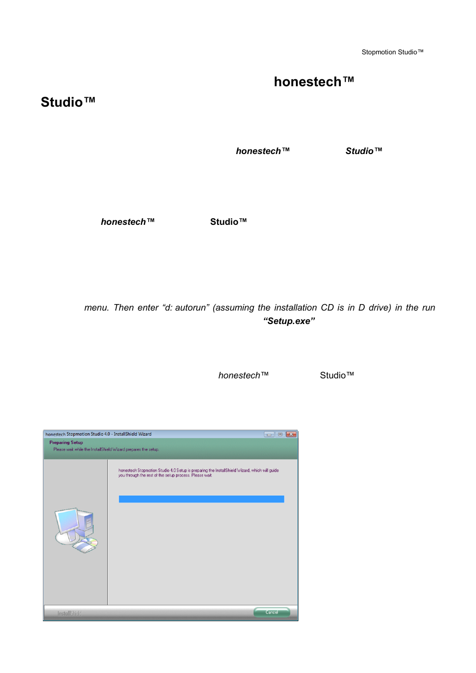 Installation and un, Installation of honestech™ stopmotion studio™ 4.0, Installing | Honestech™ stopmotion studio | Honestech Stopmotion Studio 4.0 User Manual | Page 7 / 46