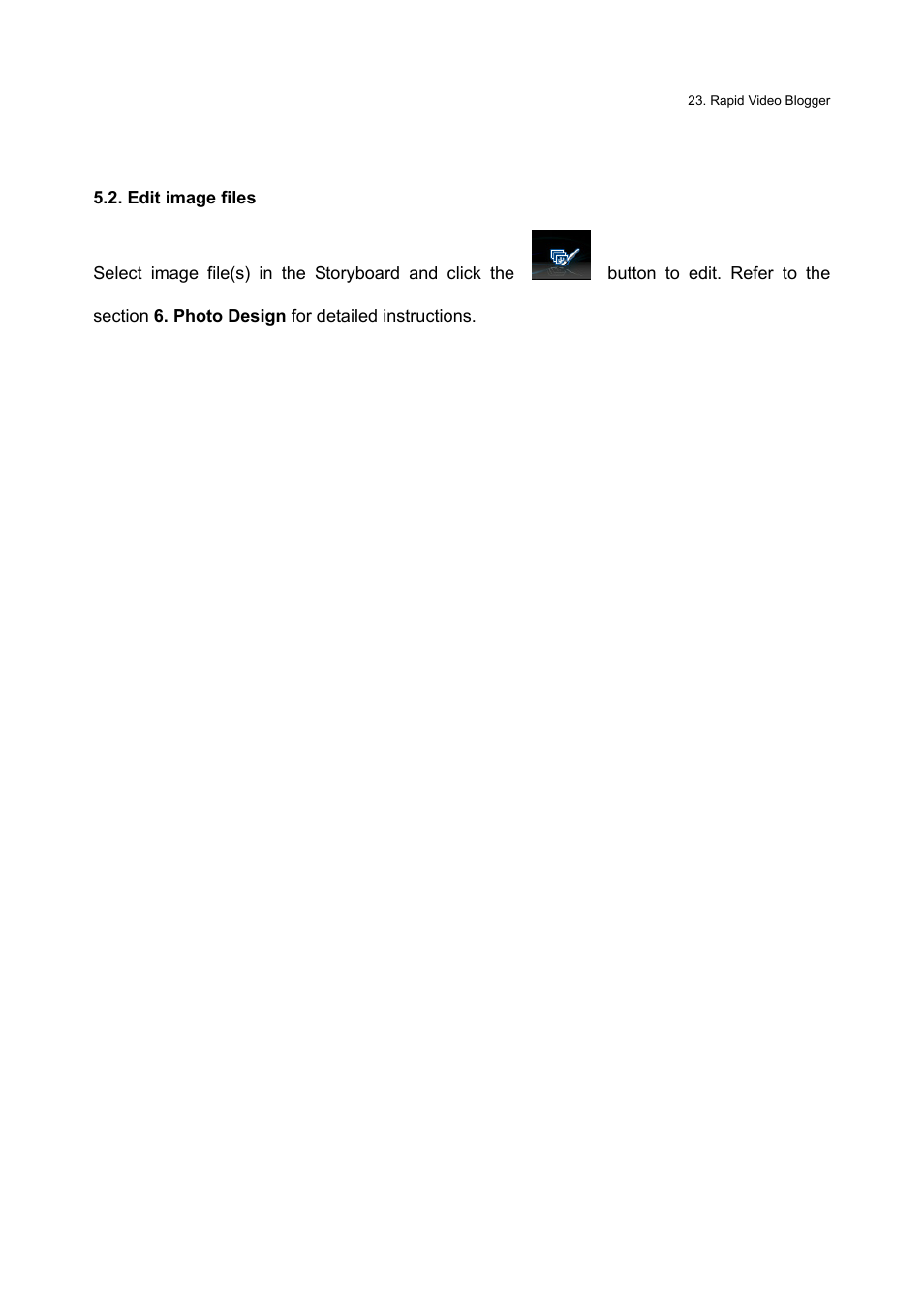 Edit image files | Honestech Rapid Video Blogger User Manual | Page 23 / 61