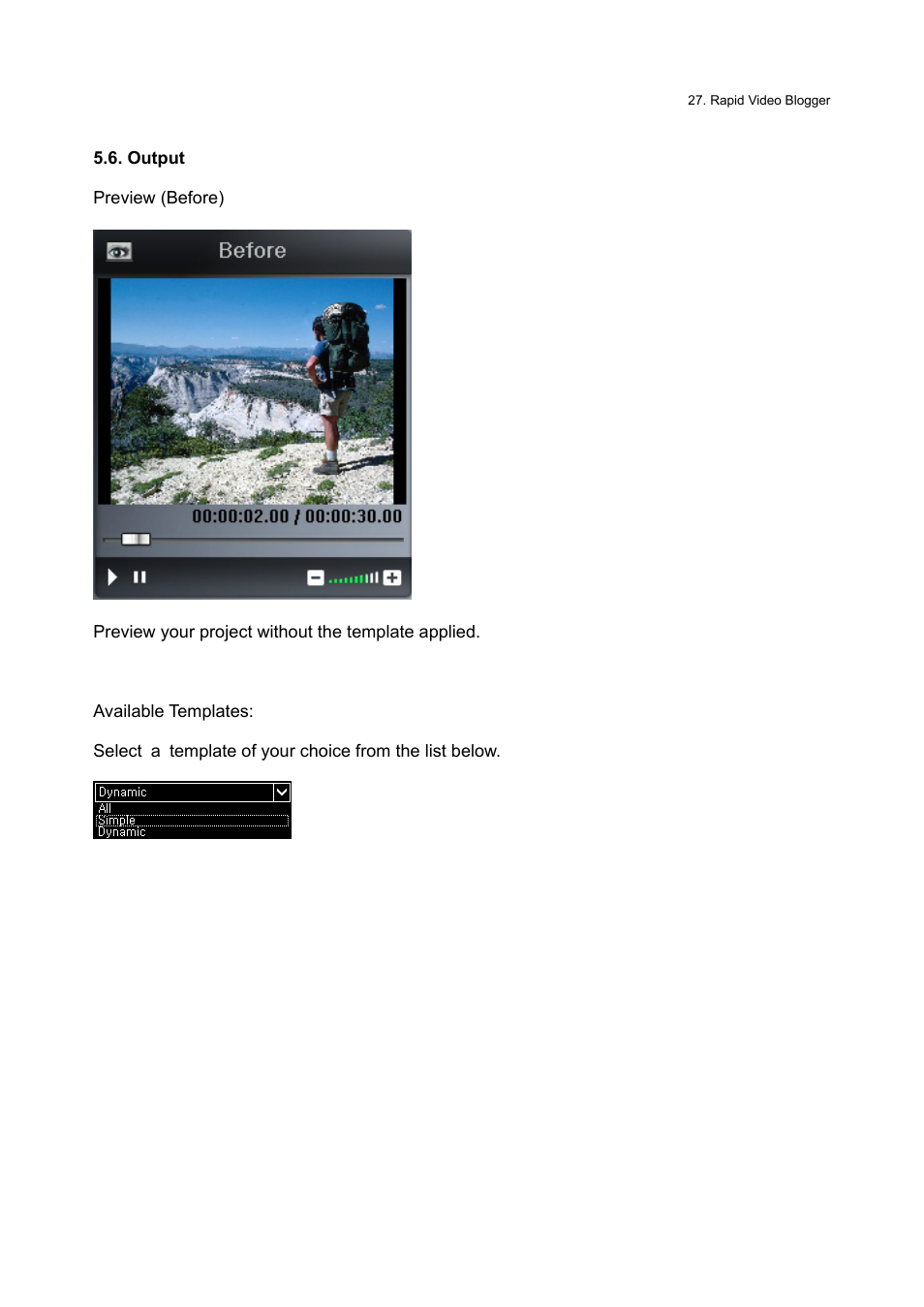 Output | Honestech Rapid Video Blogger User Manual | Page 27 / 61
