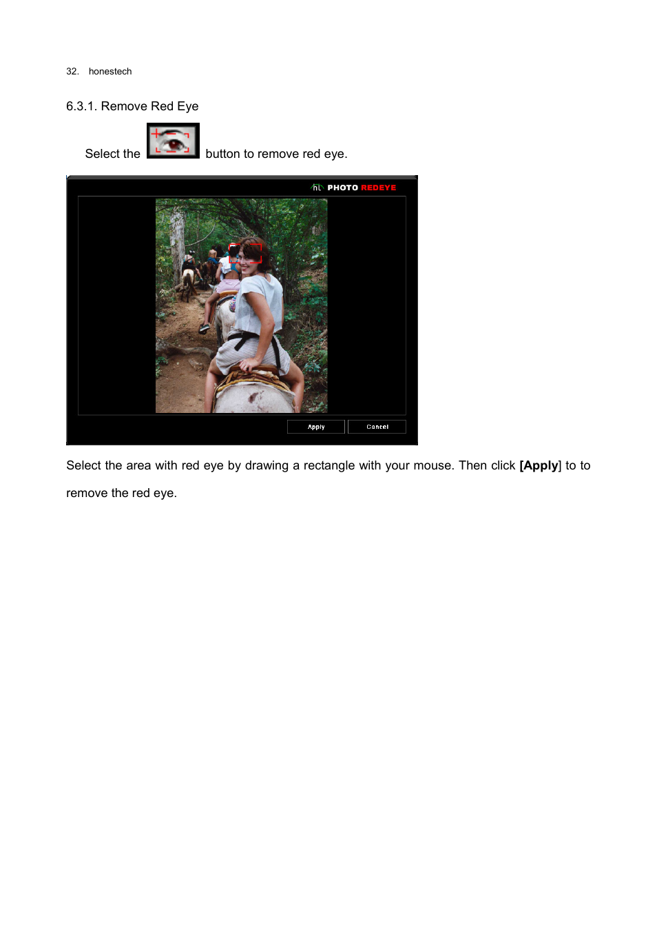 Remove red eye | Honestech Rapid Video Blogger User Manual | Page 32 / 61