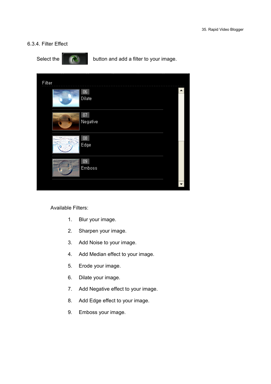 Filter effect | Honestech Rapid Video Blogger User Manual | Page 35 / 61
